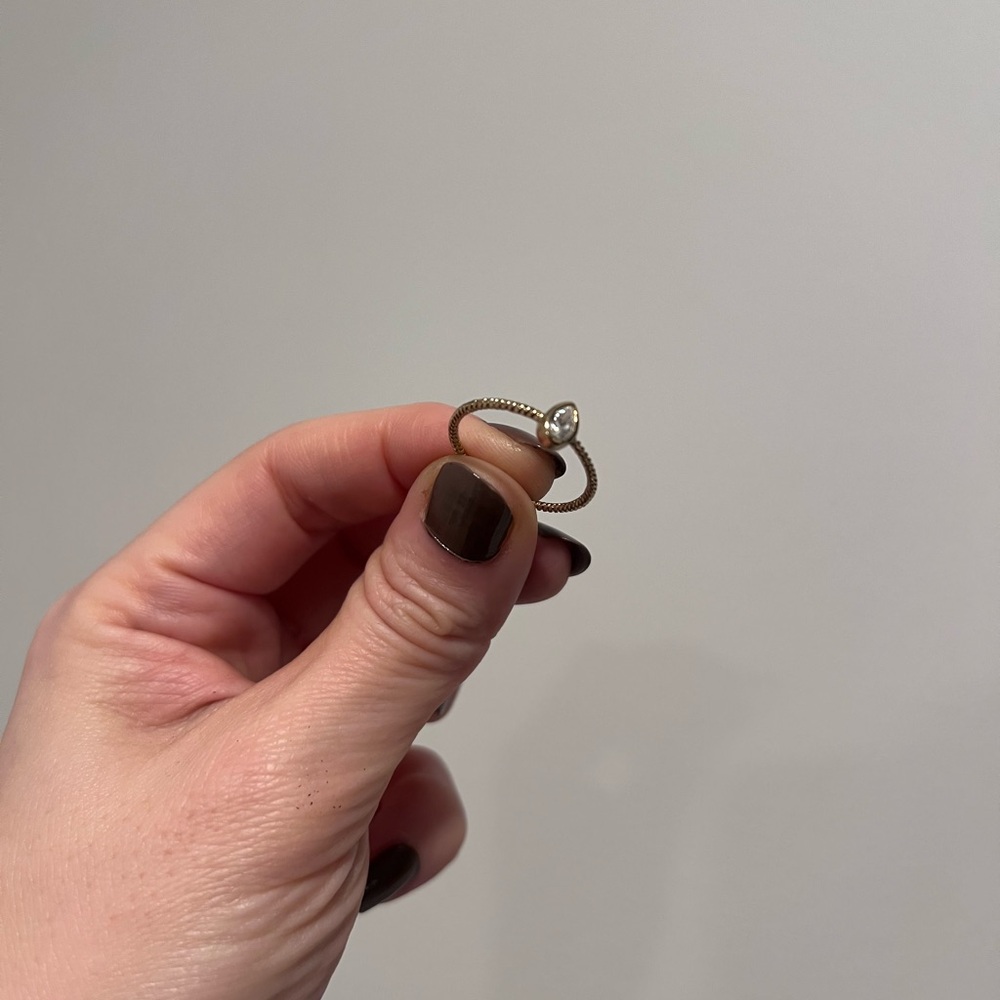 NWT Diamonique Gold Teardrop Bezel Diamond Ring - Picture 7 of 7